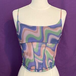 Urban Outfitters Blue/Pink/Brown/Green Swirl Camisole. Size M.